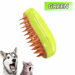 Electric Pet Steam Brush – Shedding & Massage Comb