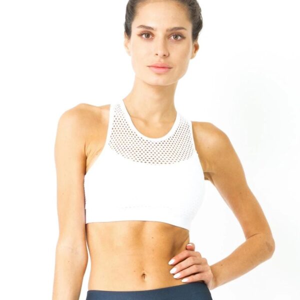 Jaxon Mesh Sports Bra - White - Size Small