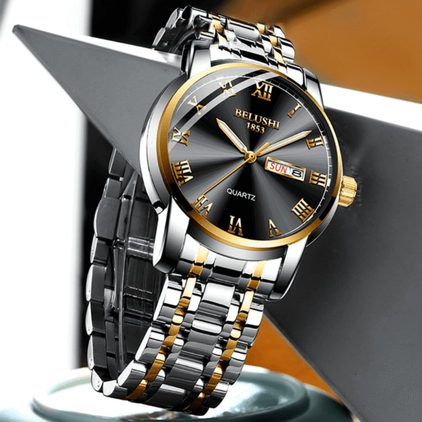 Belushi Luxury Quartz Men's Business Wristwatch - Waterproof Stainless Steel Anti-Scatch Watch