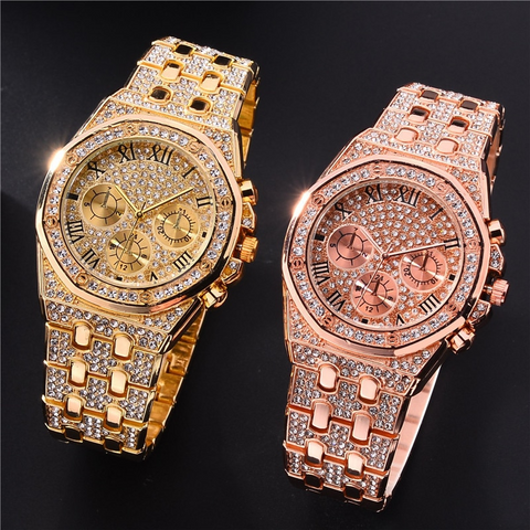 Relogio Masculino Luxury Full Diamond Gold Stainless Steel Quartz Wristwatch - onlinemegasale.com Relogio Masculino Luxury Full Diamond Gold Stainless Steel Quartz Wristwatch - onlinemegasale.com