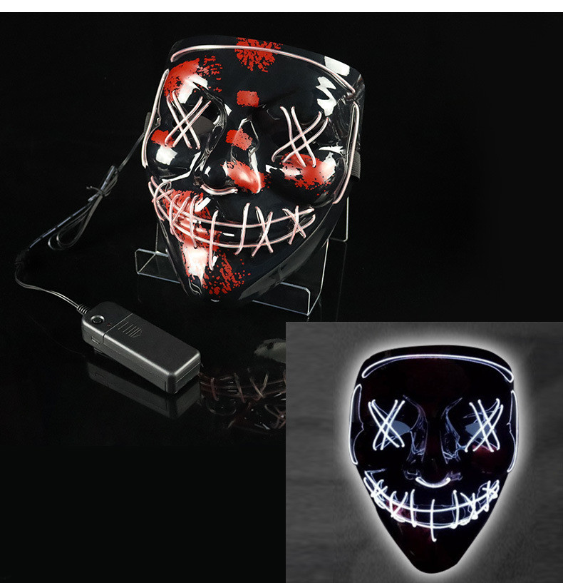 Glowing Mask LED Mask Halloween Clown Funny Bundy - onlinemegasale.com