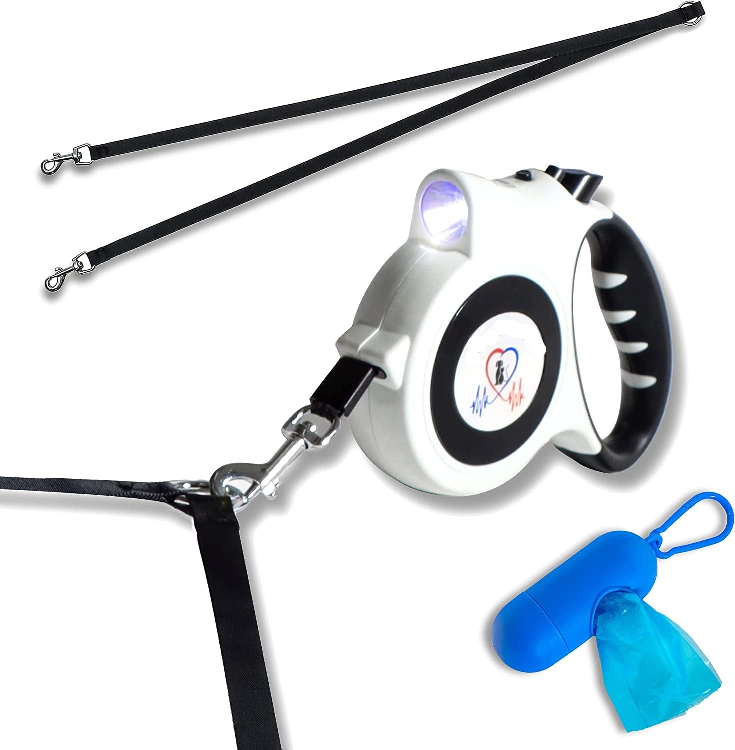 2 Dog Retractable Leash 14 or 18 ft Distance with Coupler - onlinemegasale.com