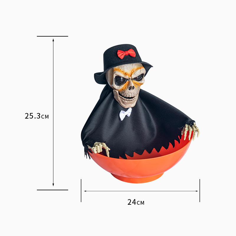 Halloween Skull Fruit Plate Spooky Electric Skeleton Candy Holder - onlinemegasale.com