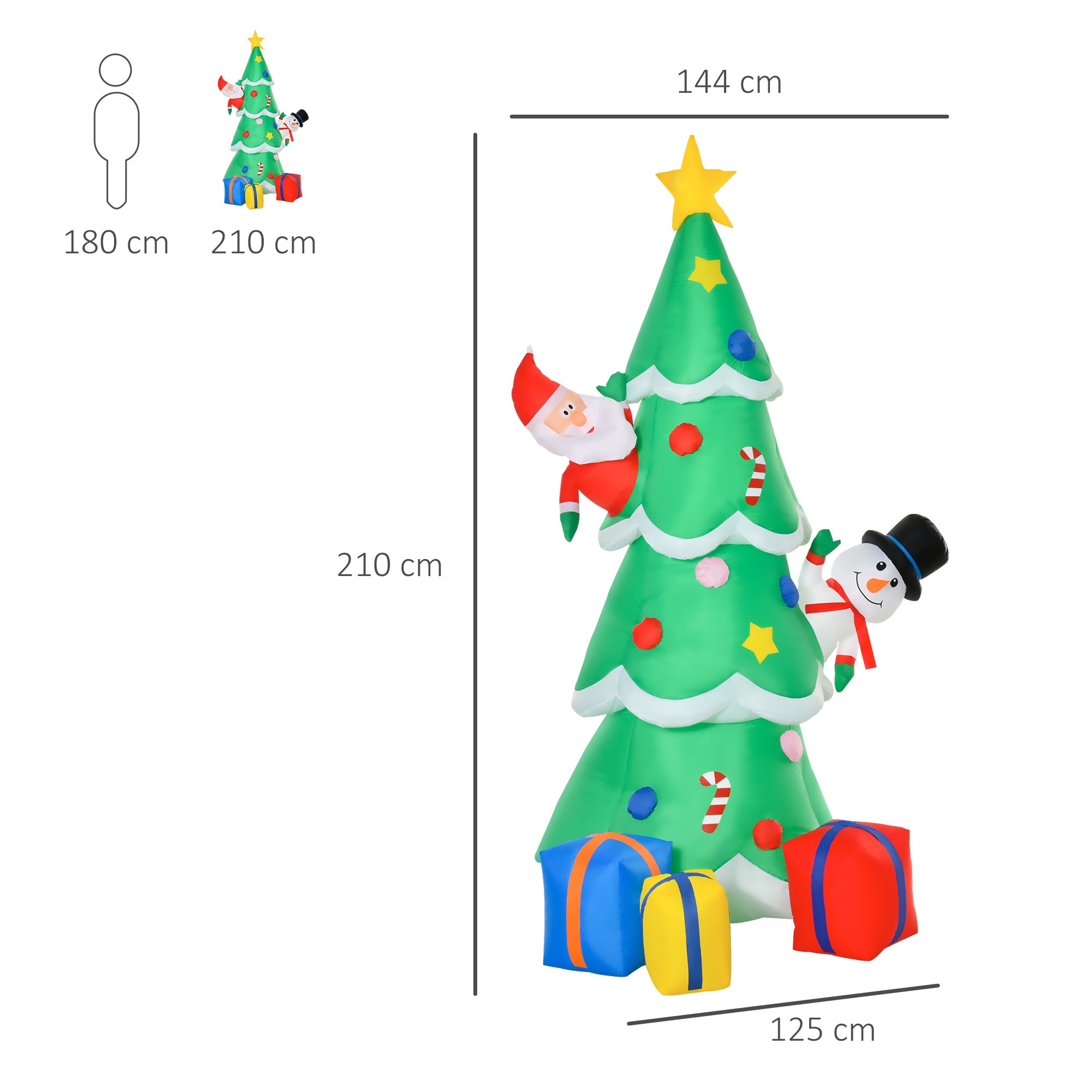 2.1m Christmas Inflatable Tree LED Lighted for Indoor Outdoor Decoration - onlinemegasale.com
