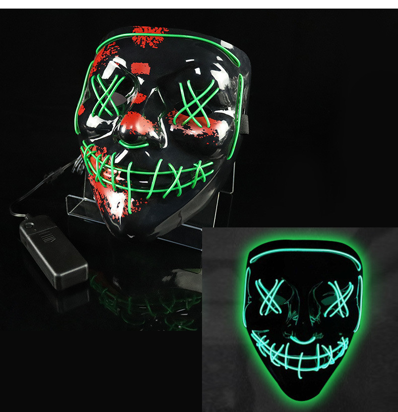 Glowing Mask LED Mask Halloween Clown Funny Bundy - onlinemegasale.com