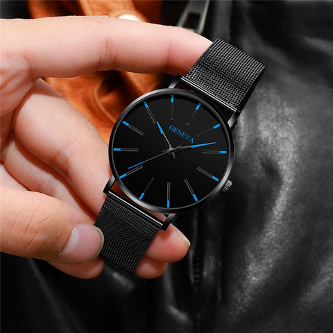 Geneva Luxury Minimalist Men's Watch - Full Steel Waterproof Relogio Masculino Wristwatch - onlinemegasale.com