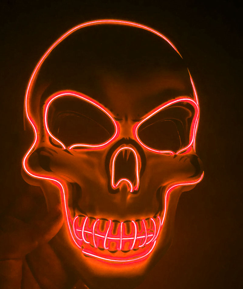Halloween Skeleton Mask LED Glow Scary Mask - onlinemegasale.com
