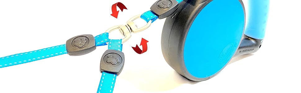 Retractable Two Dog Coupler 360 Degree No Tangle Design