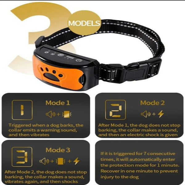 Waterproof Ultrasonic Vibration Anti Barking Automatic Dog Training Collar - onlinemegasale.com
