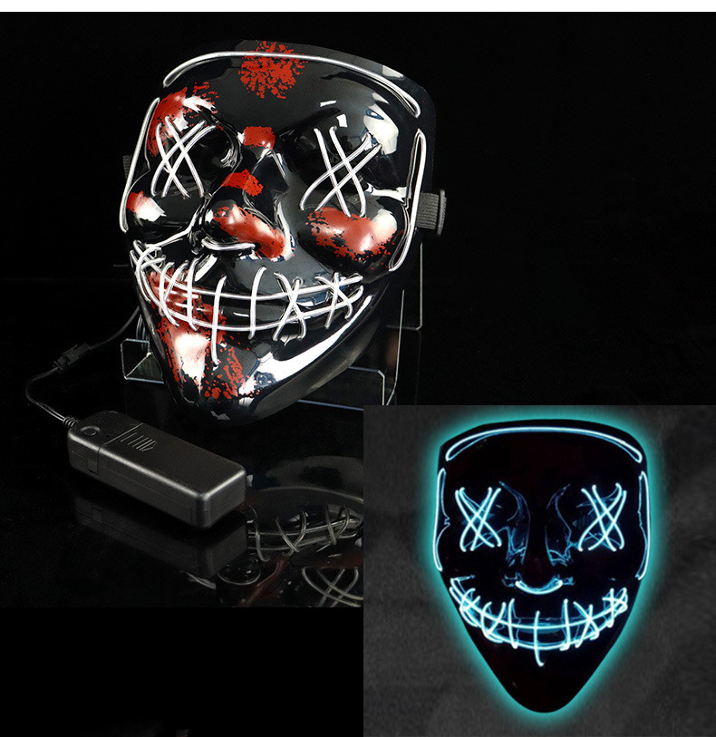 Glowing Mask LED Mask Halloween Clown Funny Bundy - onlinemegasale.com