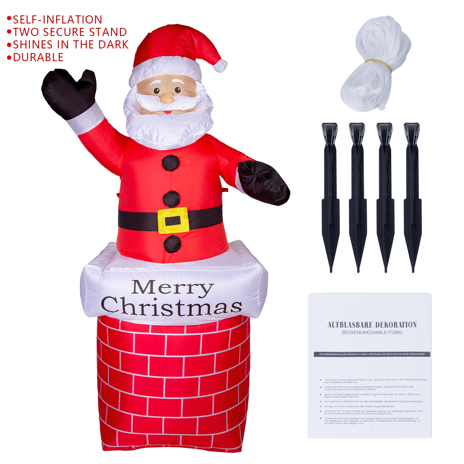 7Ft Inflatable Christmas Santa Claus & 4FT Snowman Xmas Decoration LED Lights Holiday Blow Up - onlinemegasale.com
