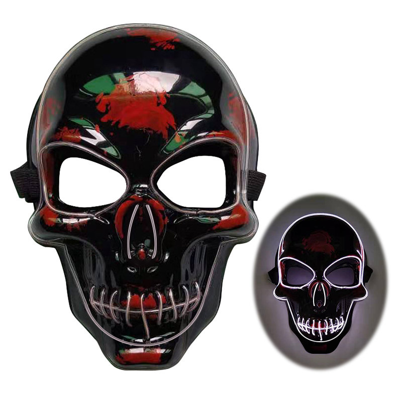 Halloween Skeleton Mask LED Glow Scary Mask - onlinemegasale.com