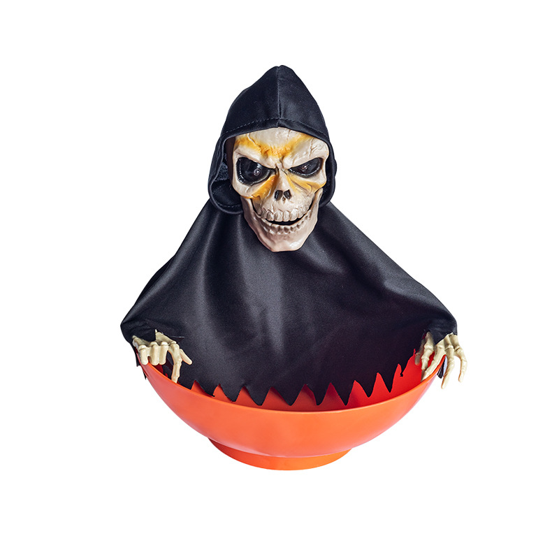 Halloween Skull Fruit Plate Spooky Electric Skeleton Candy Holder - onlinemegasale.com