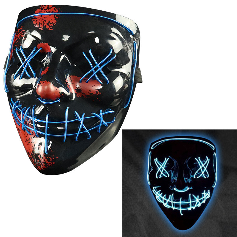 Glowing Mask LED Mask Halloween Clown Funny Bundy - onlinemegasale.com