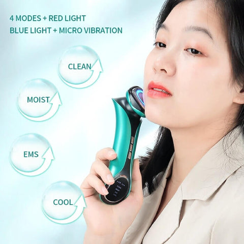 Vibrating Facial Massager With Red Light Therapy - onlinemegasale.com