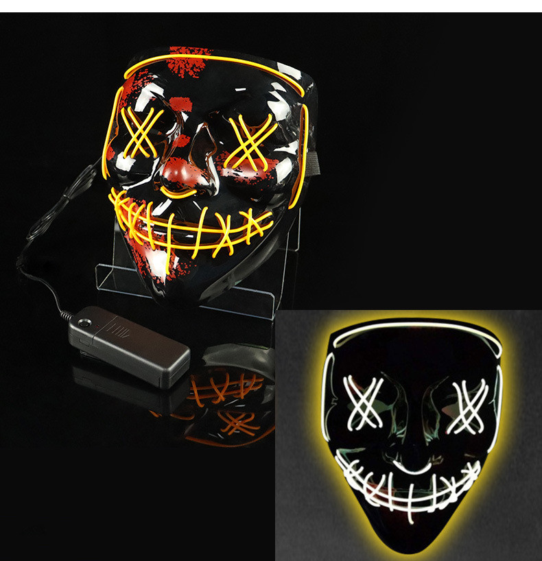 Glowing Mask LED Mask Halloween Clown Funny Bundy - onlinemegasale.com