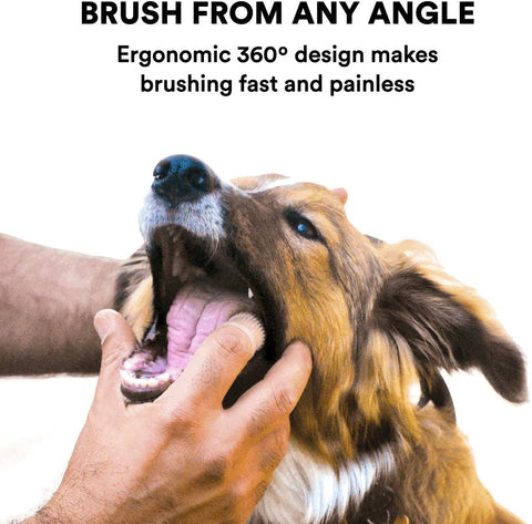 Set of 2. 360º Dog Finger Toothbrush Ergonomic Design - onlinemegasale.com