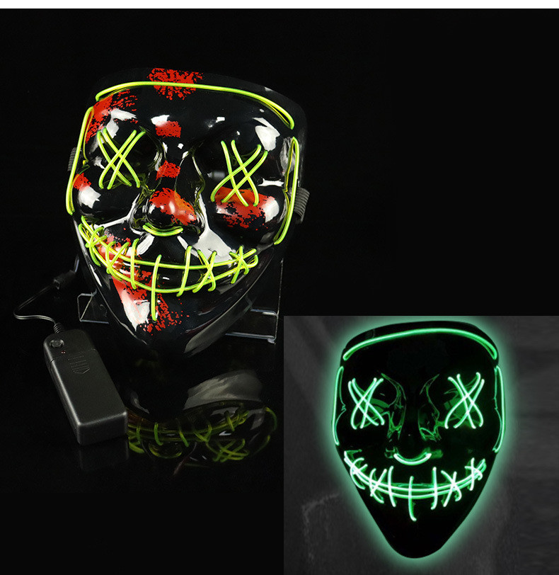 Glowing Mask LED Mask Halloween Clown Funny Bundy - onlinemegasale.com