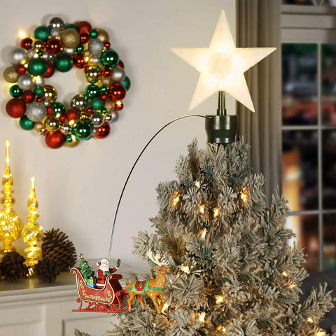 Christmas Tree Top Light Star with LED Projector Lights for Christmas Holiday Party Decoration-Silver - onlinemegasale.com