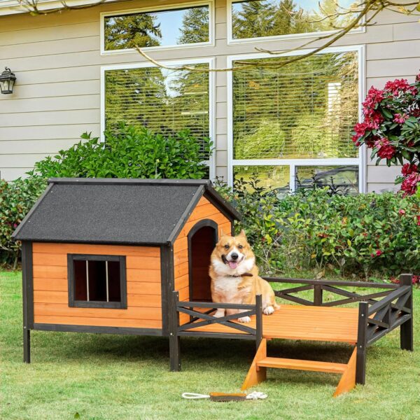 Outdoor Elevated  Wooden Dog House