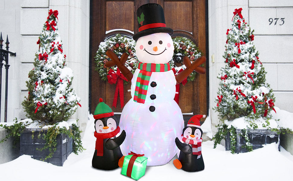 6ft Christmas Inflatable Snowman with Light Xmas Air Blown Outdoor Decoration - onlinemegasale.com