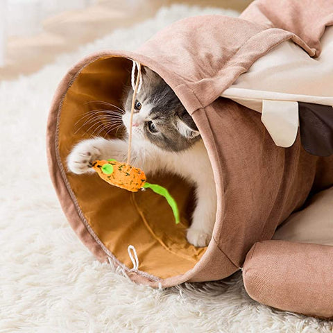 Cat Bed tunnel Collapsible 2-Hole Tube - onlinemegasale.com