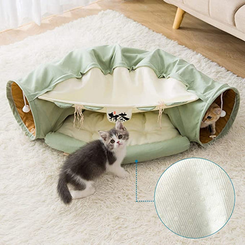 Cat Bed tunnel Collapsible 2-Hole Tube - onlinemegasale.com