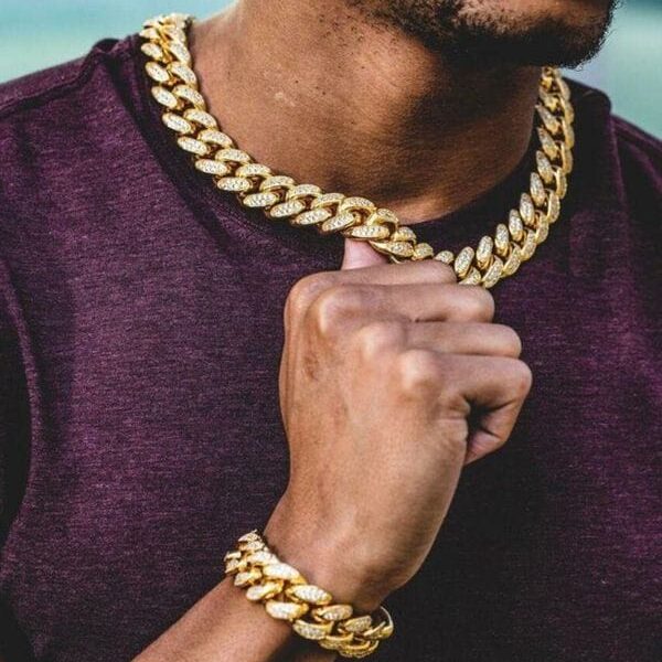 18K Gold/Silver Cuban Chain with Cuban Bracelet