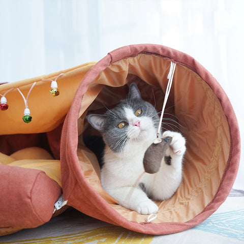 Cat Bed tunnel Collapsible 2-Hole Tube - onlinemegasale.com