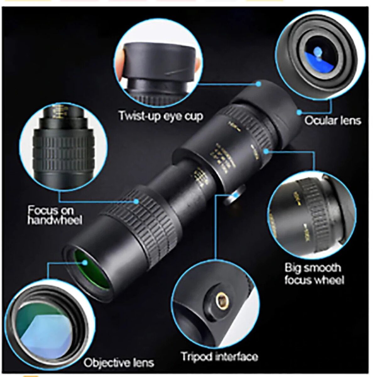 Professional 4K 10-300X40mm Super Telephoto Zoom Monocular Nanotechnology Super Telescope - onlinemegasale.com