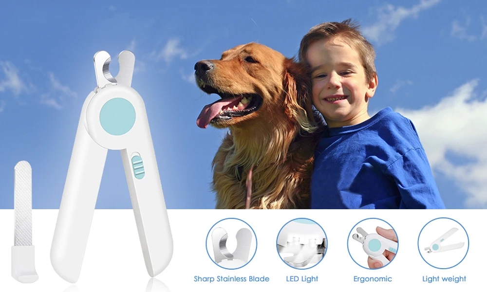 Professional LED Safety Pet Nail Clippers Stainless Steel Convenient Nail Cutter - onlinemegasale.com
