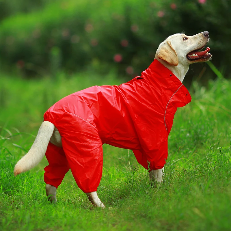High Neck Hooded Waterproof Zipper Dog Reflective Raincoat - onlinemegasale.com