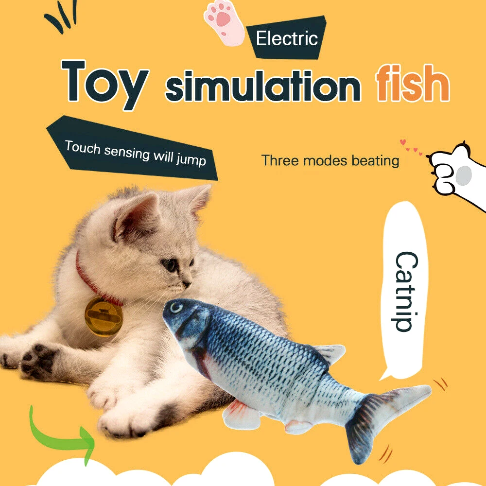 Electric Cat Toy 3D Fish USB Charging Simulation Fish Interactive Cat Toys - onlinemegasale.com