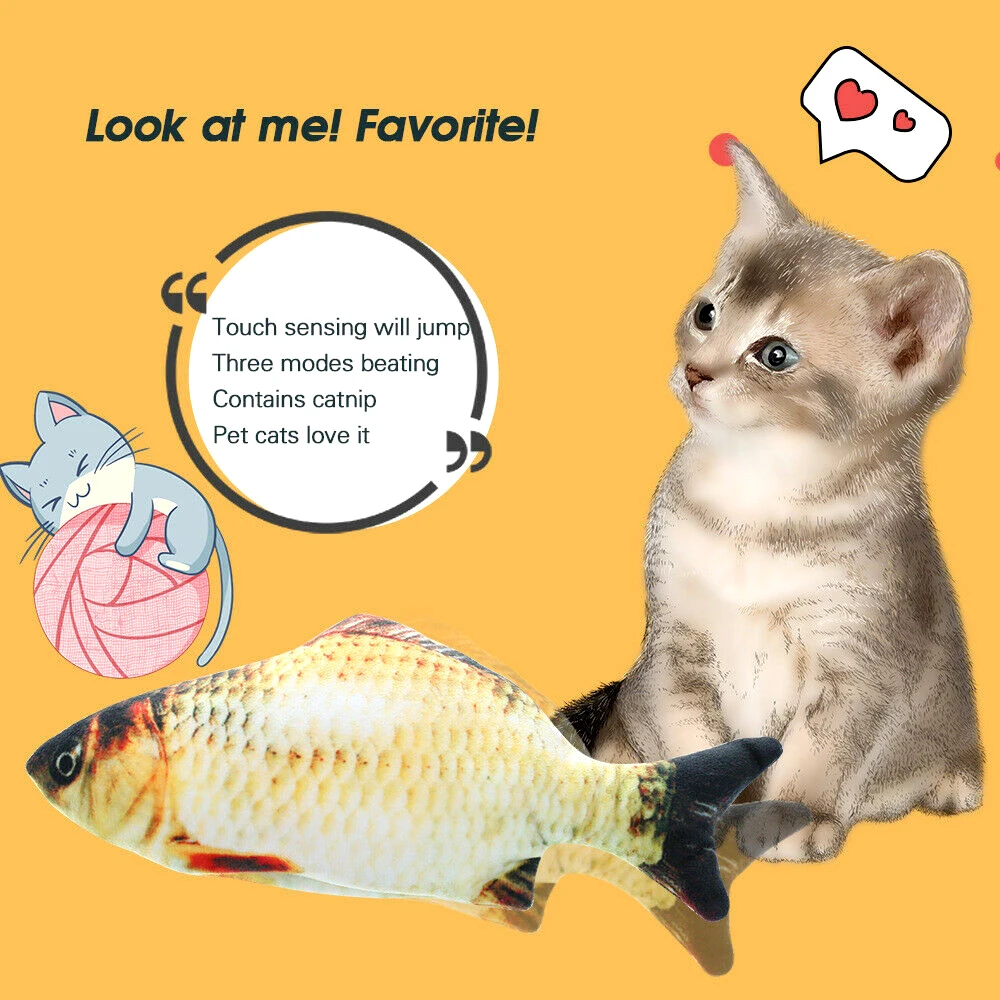 Electric Cat Toy 3D Fish USB Charging Simulation Fish Interactive Cat Toys - onlinemegasale.com