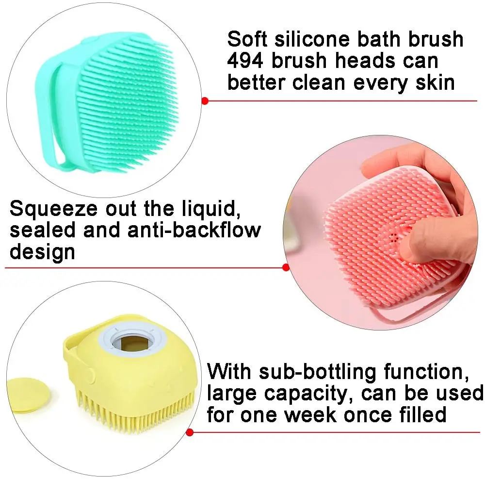 Pet Shampoo Grooming Brush for Bathing and Shedding Short Hair Soft Silicone Rubber Bristle Brushes Massage Comb - onlinemegasale.com