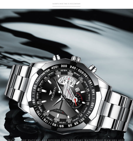 Fngeen Luxury Sports Quartz Men's Watch - Full Steel Waterproof Calender Wristwatch - onlinemegasale.com Fngeen Luxury Sports Quartz Men's Watch - Full Steel Waterproof Calender Wristwatch - onlinemegasale.com