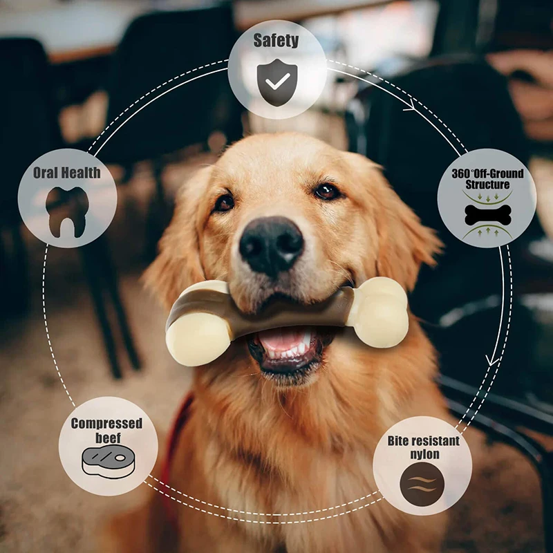 Eco-friendly Durable Dog Bone For Aggressive Chewers - Beef Flavored - onlinemegasale.com