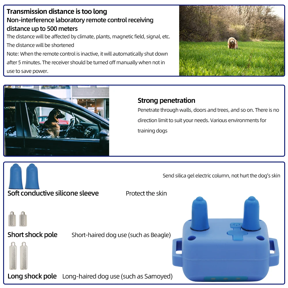 Waterproof Rechargeable Shock Sound Vibration Anti-Bark Remote Control Dog Training Collar - onlinemegasale.com