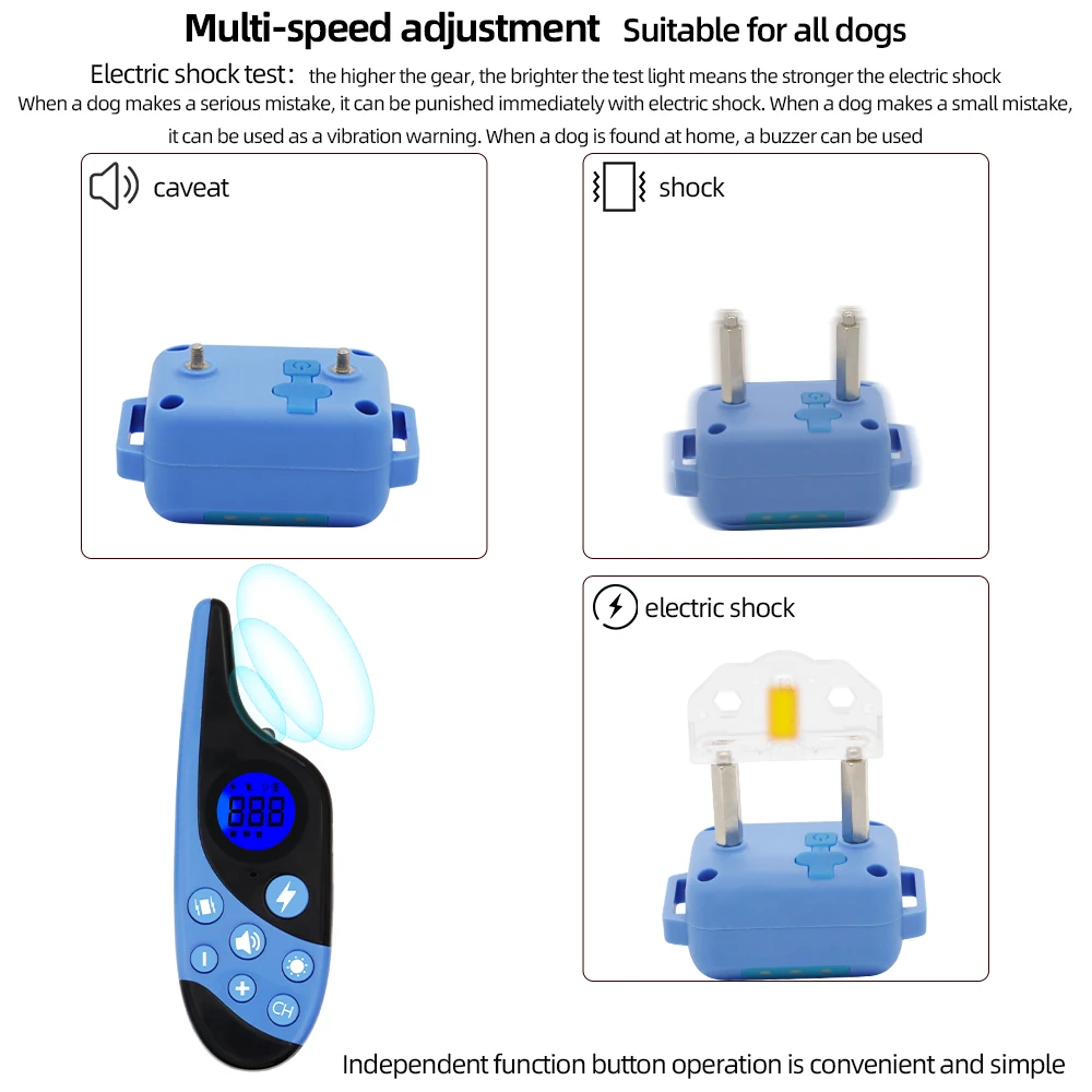 Waterproof Rechargeable Shock Sound Vibration Anti-Bark Remote Control Dog Training Collar - onlinemegasale.com