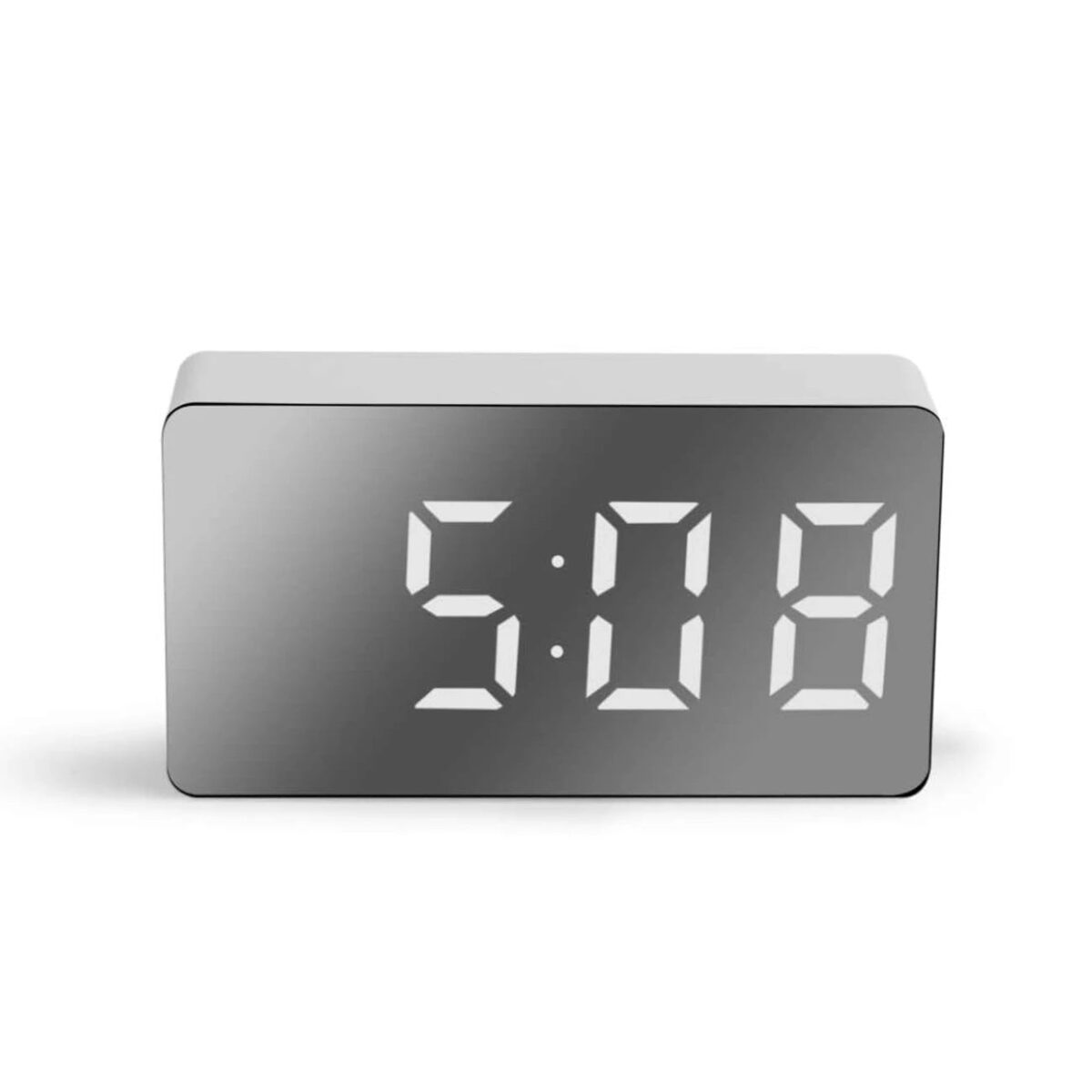 LED Digital Mirror Alarm Clock Mini Clock Multifunctional Snooze Display Time Night LCD Light Table Desktop USB 5v/No Battery - onlinemegasale.com