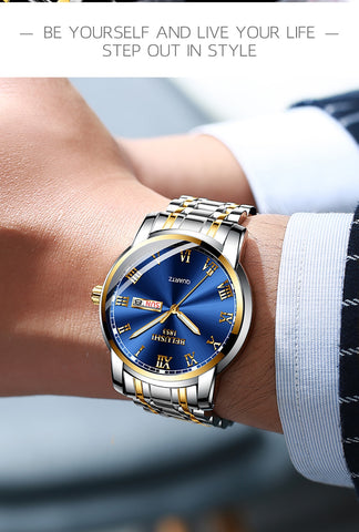 Belushi Luxury Quartz Men's Business Wristwatch - Waterproof Stainless Steel Anti-Scatch Watch - onlinemegasale.com