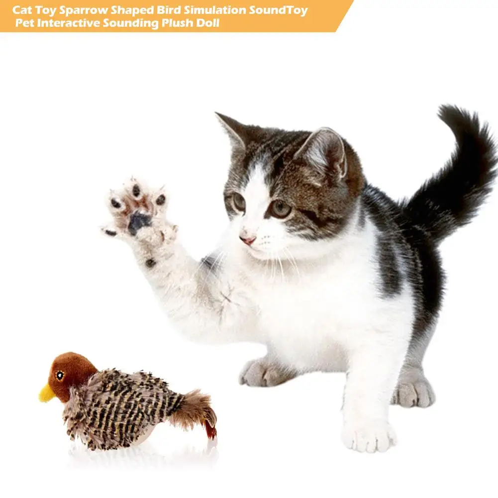 Singing Sparrow Shaped Bird Cat Toy - onlinemegasale.com