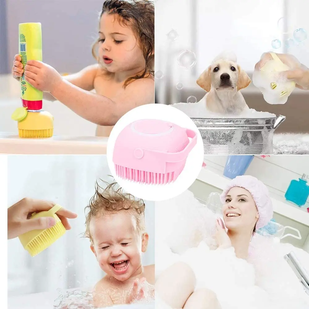 Pet Shampoo Grooming Brush for Bathing and Shedding Short Hair Soft Silicone Rubber Bristle Brushes Massage Comb - onlinemegasale.com