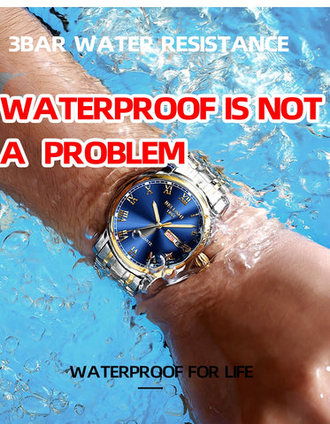 Belushi Luxury Quartz Men's Business Wristwatch - Waterproof Stainless Steel Anti-Scatch Watch - onlinemegasale.com