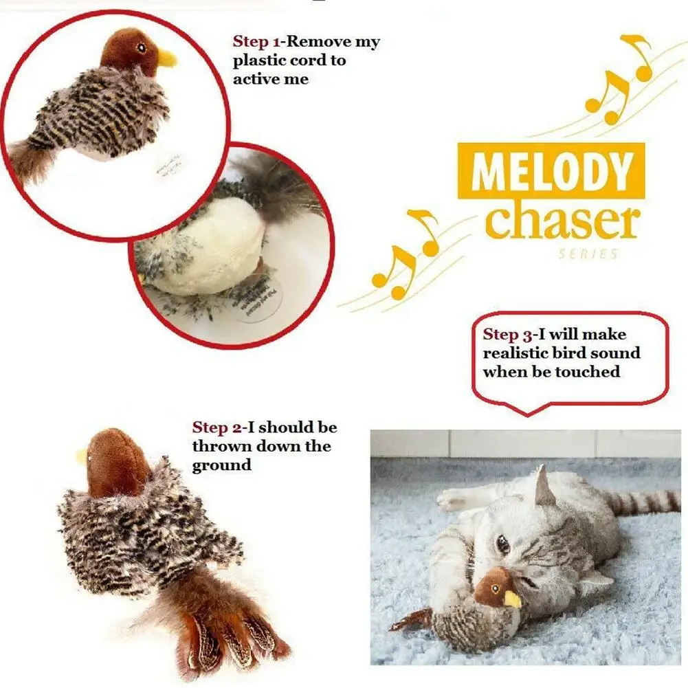 Singing Sparrow Shaped Bird Cat Toy - onlinemegasale.com