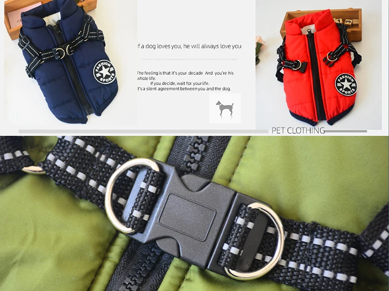 Waterproof Dog Warm Jacket with Built-in Harness - onlinemegasale.com