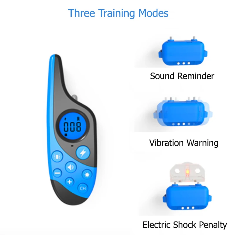 Waterproof Rechargeable Shock Sound Vibration Anti-Bark Remote Control Dog Training Collar - onlinemegasale.com