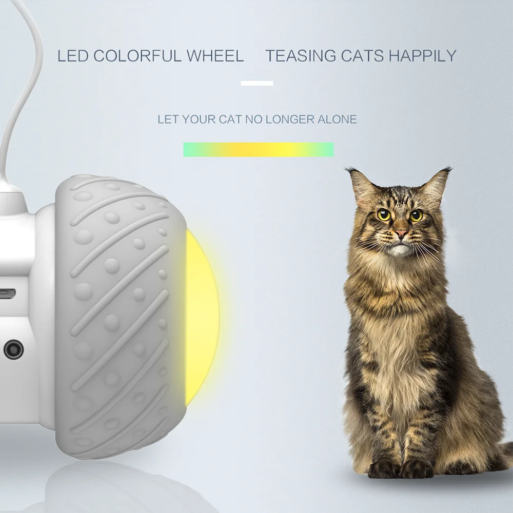 Smart Interactive Rotating Funny Game Cat Toy LED Light-Feather Ball - onlinemegasale.com