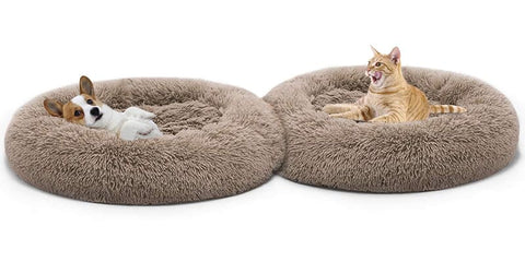 Dog Cat Soft Fluffy Calming Cushion Bed - onlinemegasale.com