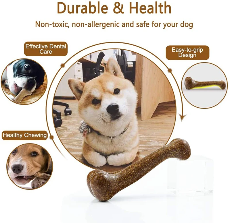 Indestructible Dog Bone Natural Non-Toxic Puppy Toy - onlinemegasale.com